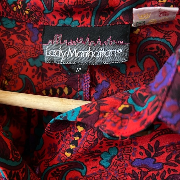 Lady Manhattan Vintage Red Paisley Shirt 12 - Picture 10 of 10